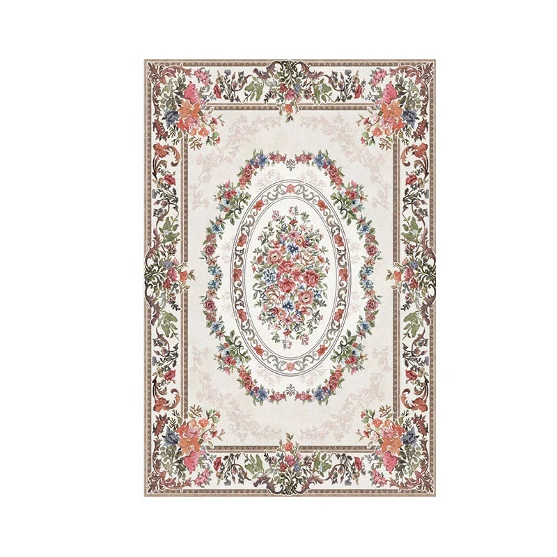 Rynx | French Romantic Rug Floral Large Area Living Room Decoration Rugs Comfortable Soft Bedroom Rugs Rose Flower Rug Wallpaper IG