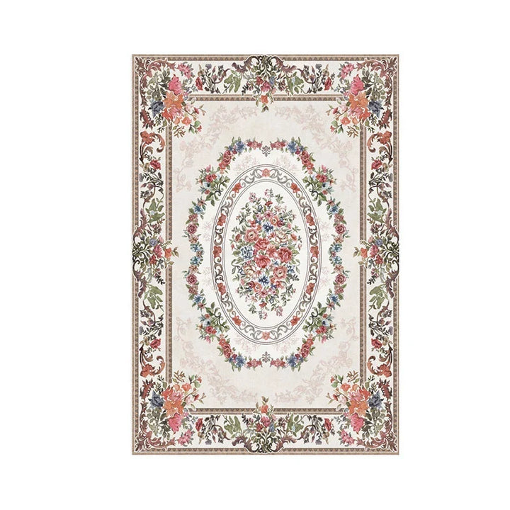 Rynx | French Romantic Rug Floral Large Area Living Room Decoration Rugs Comfortable Soft Bedroom Rugs Rose Flower Rug Wallpaper IG