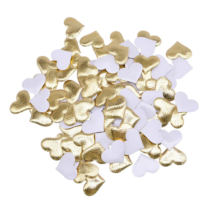 Rynx 100pcs 35mm Romantic Sponge Satin Fabric Heart Petals Wedding Confetti Table Bed Heart Petals Wedding Valentine's Day Decoration