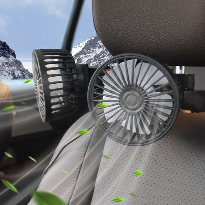 Lisslune | Portable USB Dual-Head Car Fan 360° Rotatable with 3 Speeds – CoolBreeze