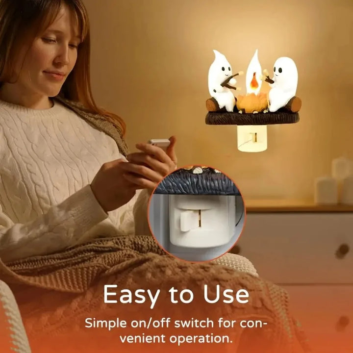 Rynx | Halloween Decoration GHOST ROASTING CAMPFIRE MORES Chost Design Lamp Halloween Home Decor