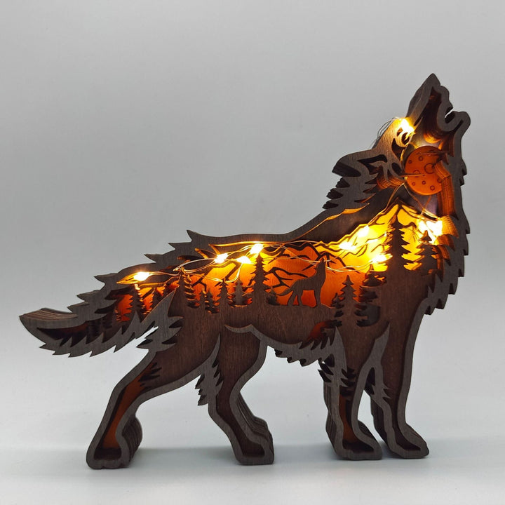 Lisslune | Nightglow Wooden Craft Wolf Decor