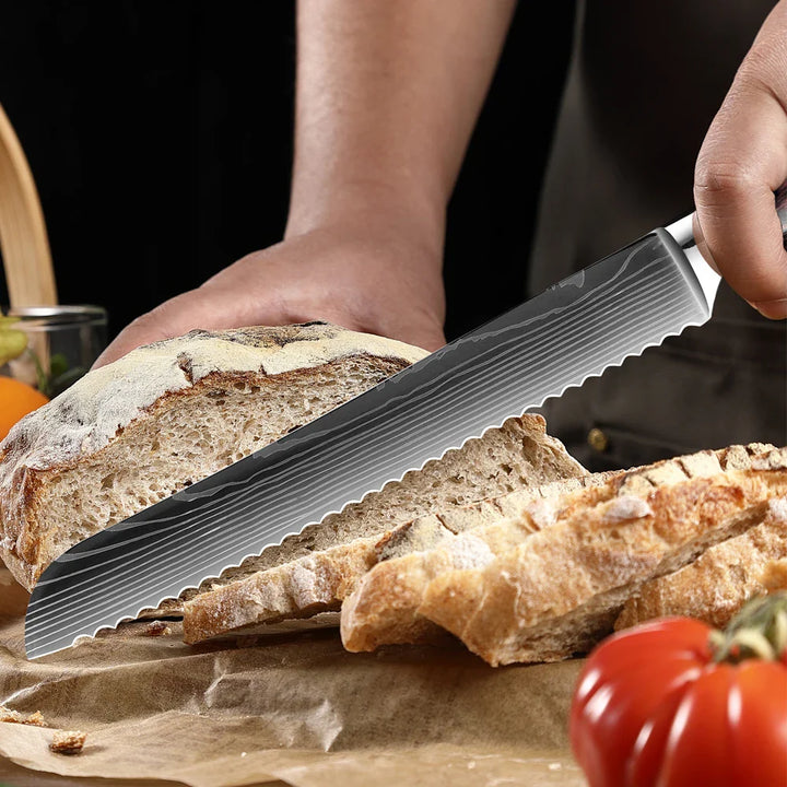 Skorter | XITUO Kitchen Knife Set - 1-9PCS 7Cr17Mov Stainless Steel Chef, Santoku & Fruit Knives with Ergonomic Pakkawood Handle