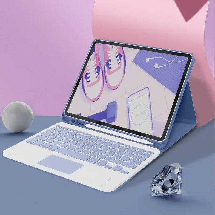 Lisslune | Spanische Tastaturhülle für iPad 10th Air 11 Air 5 4 10.9 Hülle 10.2 9th 8th Pro 11 10.5 Air 3 Wireless Magnet PU Flip Standhülle