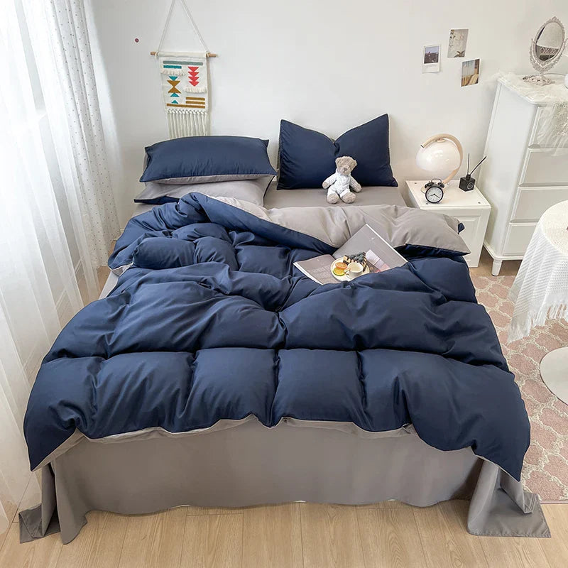Rynx | Black Bedding Set Soft Bedding Washable Cotton Duvet Cover Pillowcase and Bed Sheet bedding set Home Bedding