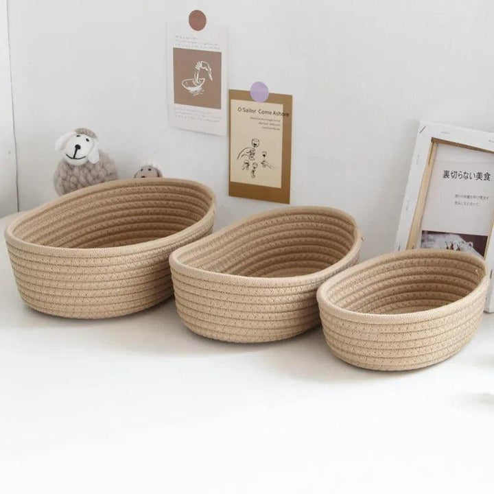Lisslune | Scandinavian Style Cotton Rope Desktop Storage Baskets - Chic Organization Solutions