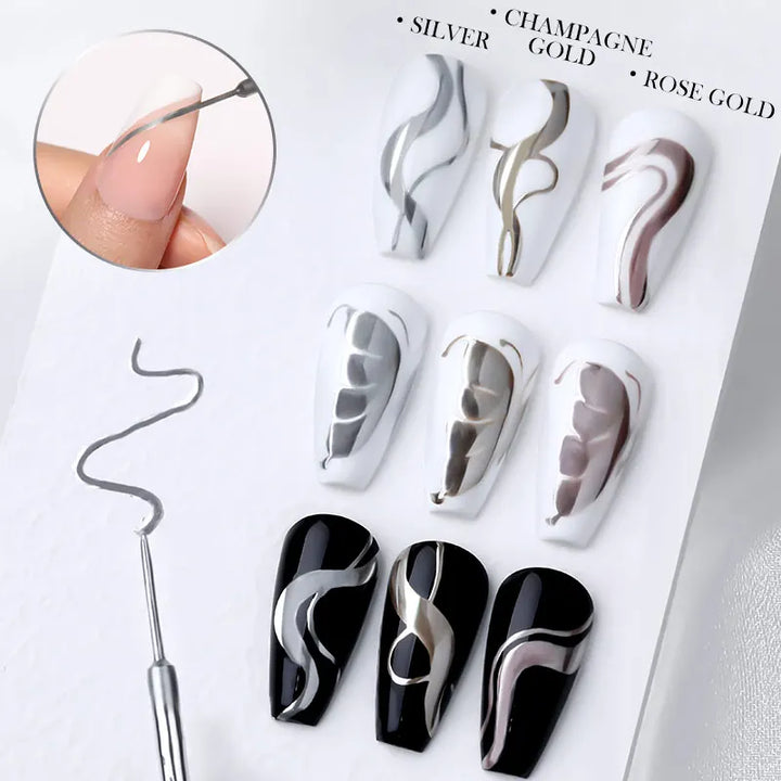 Rynx | 5ML Silver Metallic Painter Liner Gel Nail Polish Super Bright Mirror Drawing Gel Semi Permanent Line French Nail Art