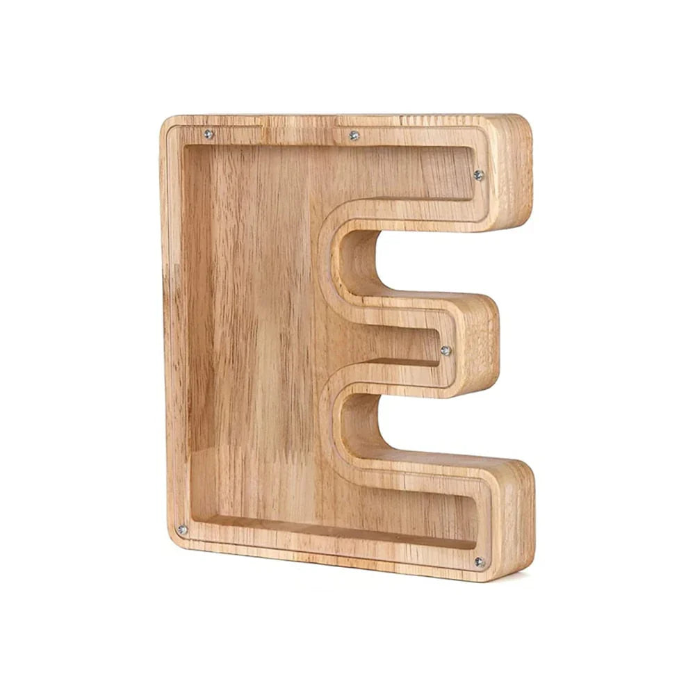 Lisslune | Wooden Alphabet Piggy Bank with Transparent Viewing Window for Stylish Saving