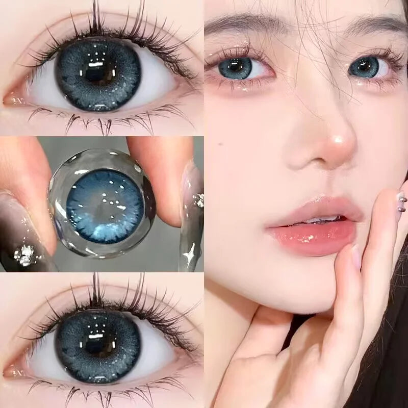 Lisslune | 1 Pair New Colored Contact Lenses with Diopters Natural Lenses Blue Lenses Bestsellers Green Pupil Cosmetics Fast Shipping