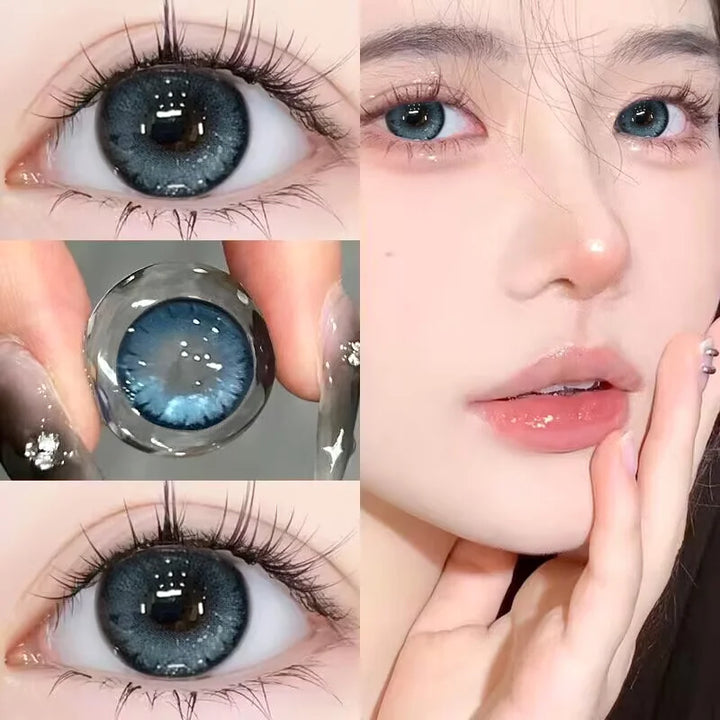 Lisslune | 1 Pair New Colored Contact Lenses with Diopters Natural Lenses Blue Lenses Bestsellers Green Pupil Cosmetics Fast Shipping