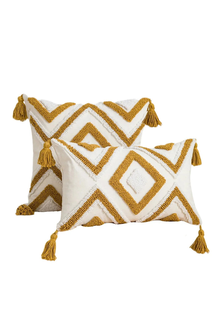 Lisslune | Yellow Geometric Cotton Pillowcase