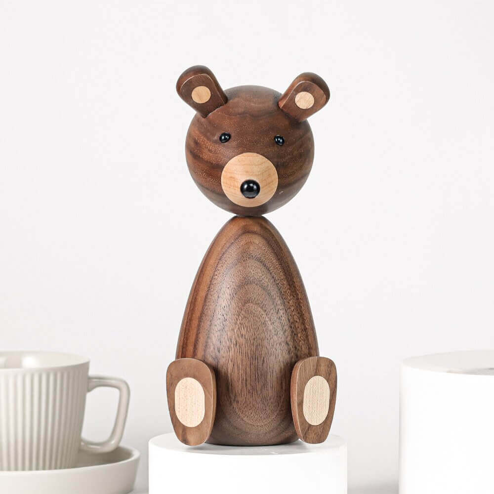 Lisslune | WoodlandWhimsy – Legend Bear Wooden Figure with Minimalistic Charm