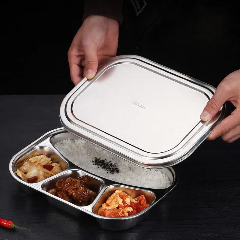 Lisslune | Partitioned Stainless Steel Lunch Plate Set - Elevate Your Dining Experience