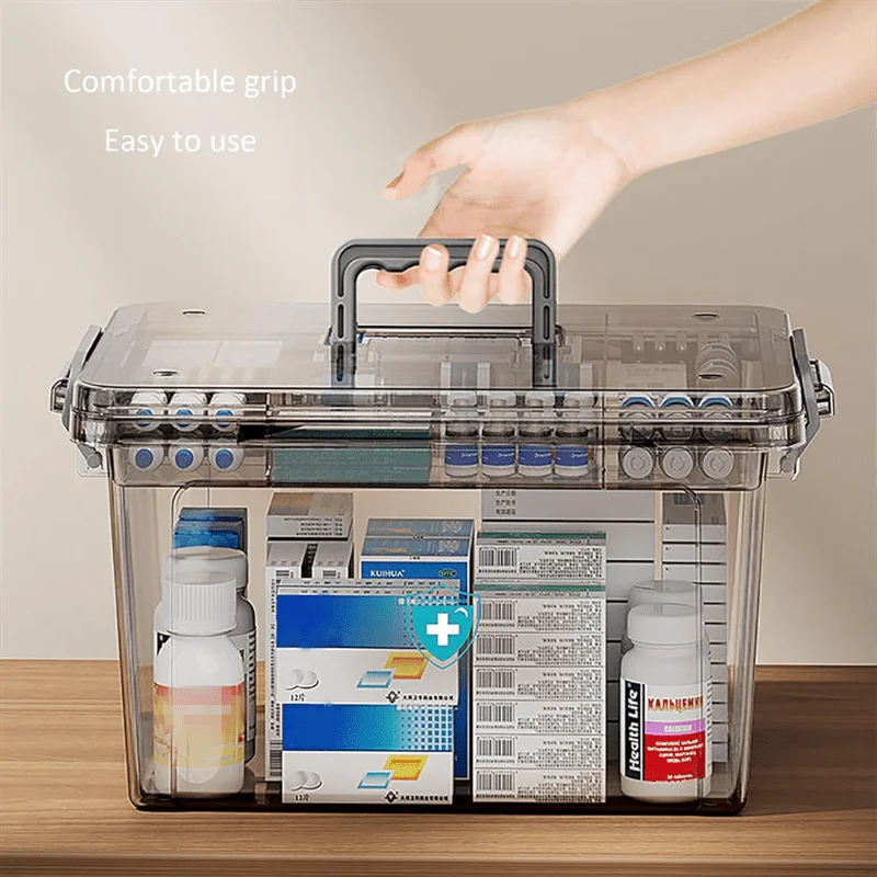 Rynx | Multifunctional Plastic All-in-One Medical Organizer - Transparent Waterproof Medical Storage Box, Medication Container