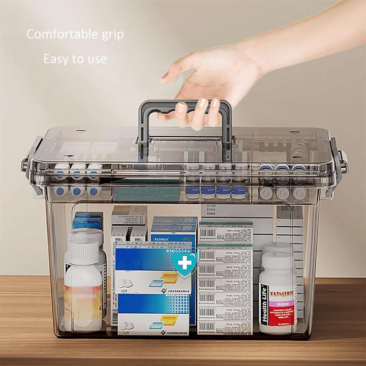 Rynx | Multifunctional Plastic All-in-One Medical Organizer - Transparent Waterproof Medical Storage Box, Medication Container