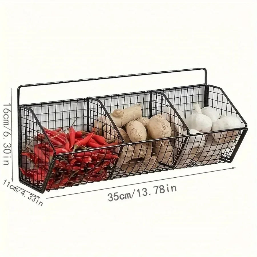 Rynx | Grid Kitchen Organizer Basket Wall Mounted Dish Drainboard Functional Fruit Vegetable Storage Kitchen Accessories
