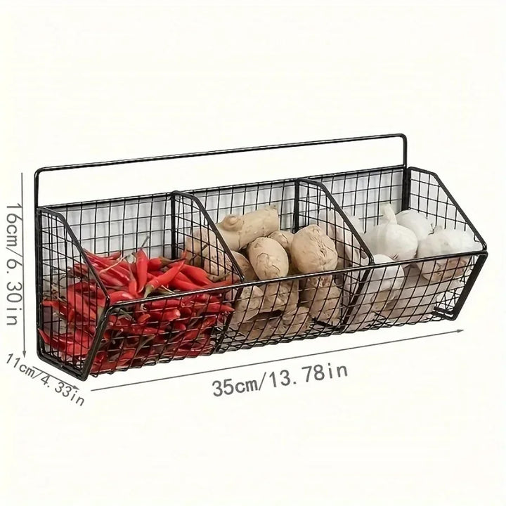 Rynx | Grid Kitchen Organizer Basket Wall Mounted Dish Drainboard Functional Fruit Vegetable Storage Kitchen Accessories