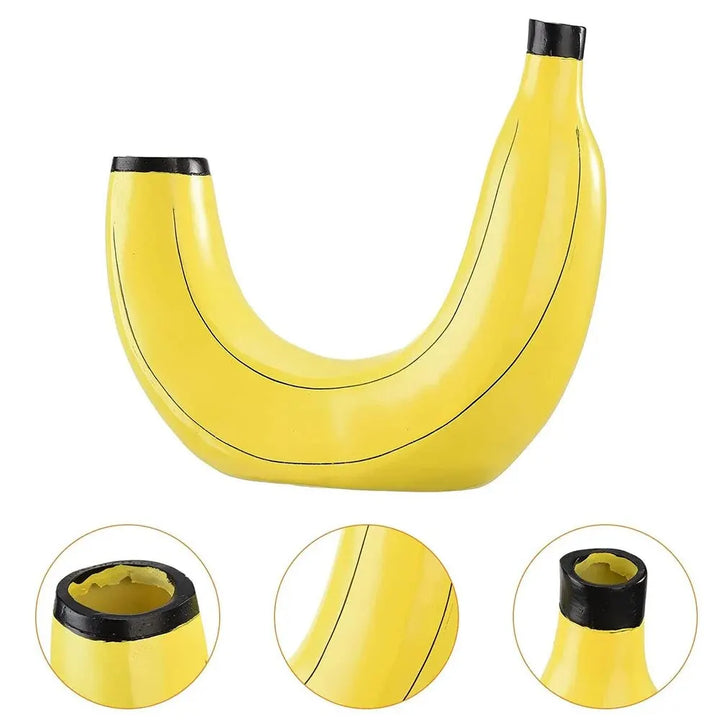 Lisslune | Banana vase, flower vase made of resin, cute banana shape, decorative tabletop vase for flower arrangements, living room, bedroom, home decoration