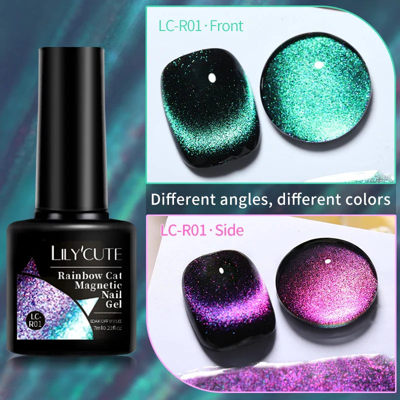 Rynx |7ML Snowlight Cat Magnetic Gel Nail Polish Grow-In-Dark Reflection Glitter Laser Semi-Permanent Soak Off UV Gel Nail Polish