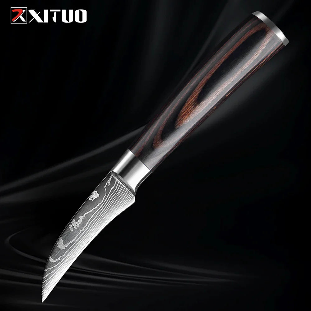 Skorter | XITUO Kitchen Knife Set - 1-9PCS 7Cr17Mov Stainless Steel Chef, Santoku & Fruit Knives with Ergonomic Pakkawood Handle