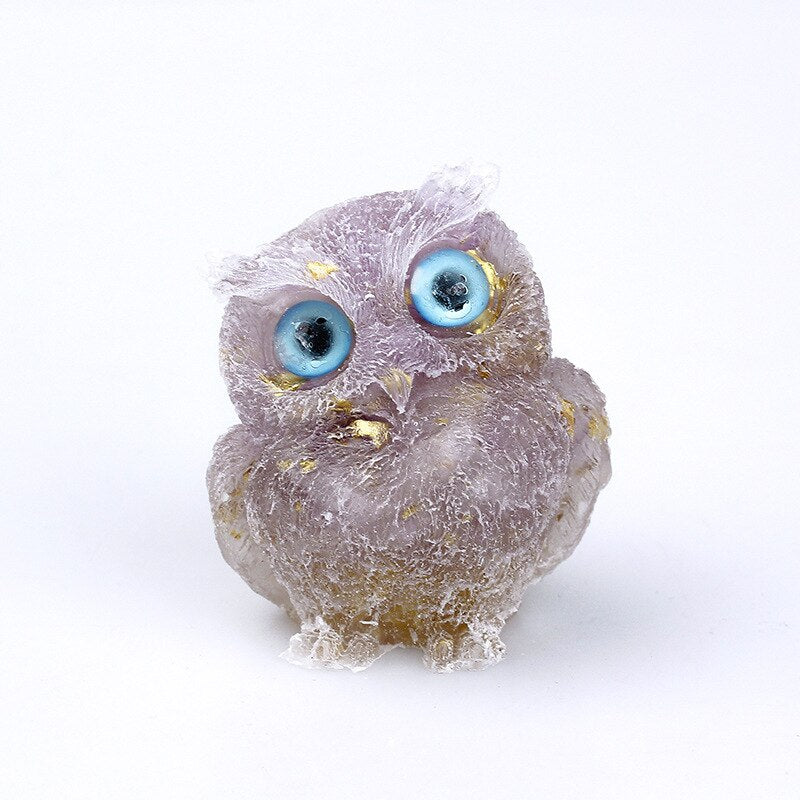 Lisslune | Natural Crystal Owl Figurine: Handmade Collector's Item