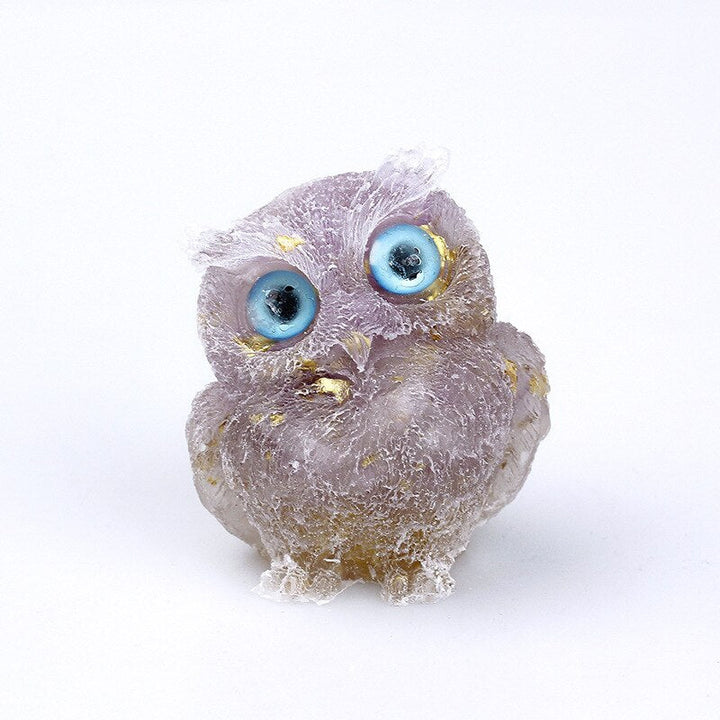 Lisslune | Natural Crystal Owl Figurine: Handmade Collector's Item