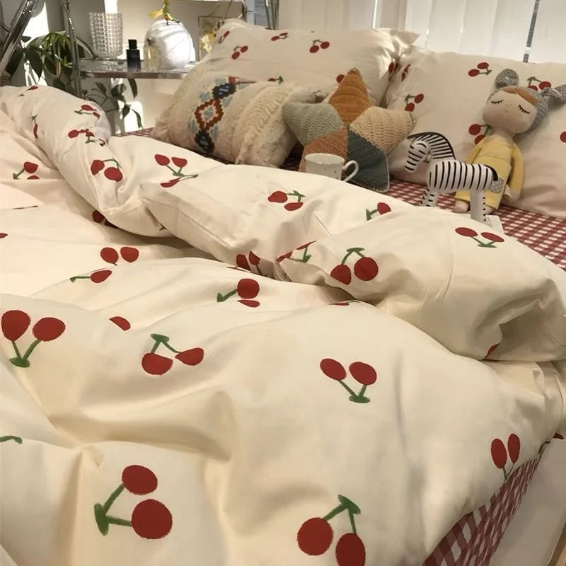 Rynx | In Pink Flowers Bedding Set Flat Bed Sheet Duvet Cover Twin Full Queen Nordic Bedding Boys Girls Bedding Sets Flower Cherry