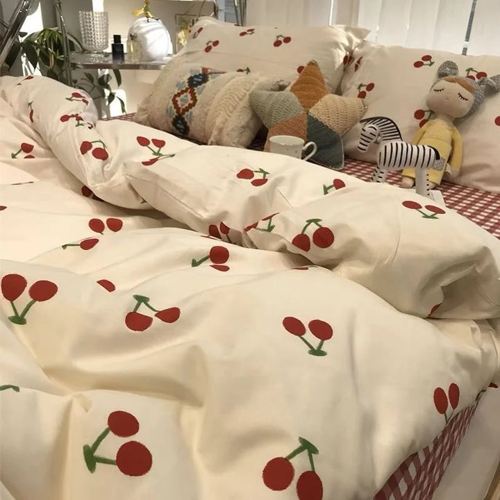 Rynx | In Pink Flowers Bedding Set Flat Bed Sheet Duvet Cover Twin Full Queen Nordic Bedding Boys Girls Bedding Sets Flower Cherry