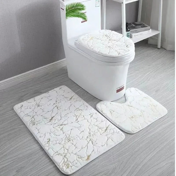 Lisslune | Gold Toilet Seat Cover and Bathroom Mat Set Non-Slip