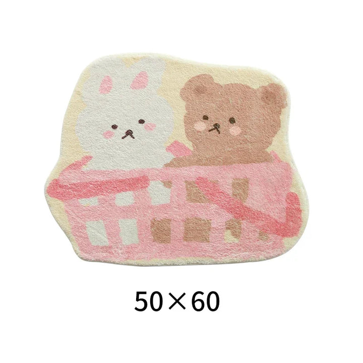 Rynx | Cute Plush Bedroom Rug IG Fashion Girls Elegant Living Room Rugs Modern Cartoon Minimalist Sweet Rug Doormat Kawaii IG Home Decor