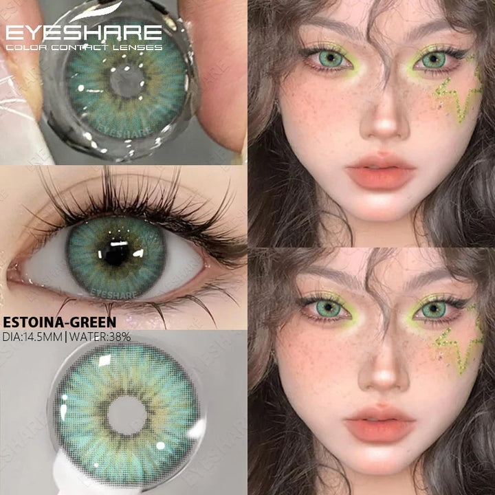 Rynx | Colored Contact Lenses for Eyes Gray Pupil Lens Fashion Blue Eye Contacts Green Lenses Brown Lenses Yearly 2 Pieces/Pair