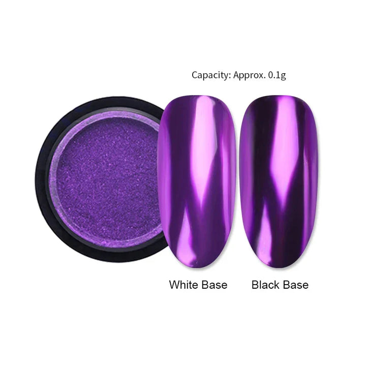 Rynx | Aurora Pearl White Nails Glitter Dust Chrome Gradient Rubbing on Powder Mirror Reflective Magnetic Pigment Nail Art Decorations