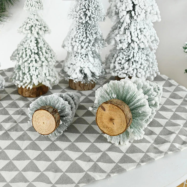 Rynx Mini Christmas Tree Ornament Snow Pine Tree Christmas Decorations for Home Desktop Xmas Navidad New Year Gift DIY Craft