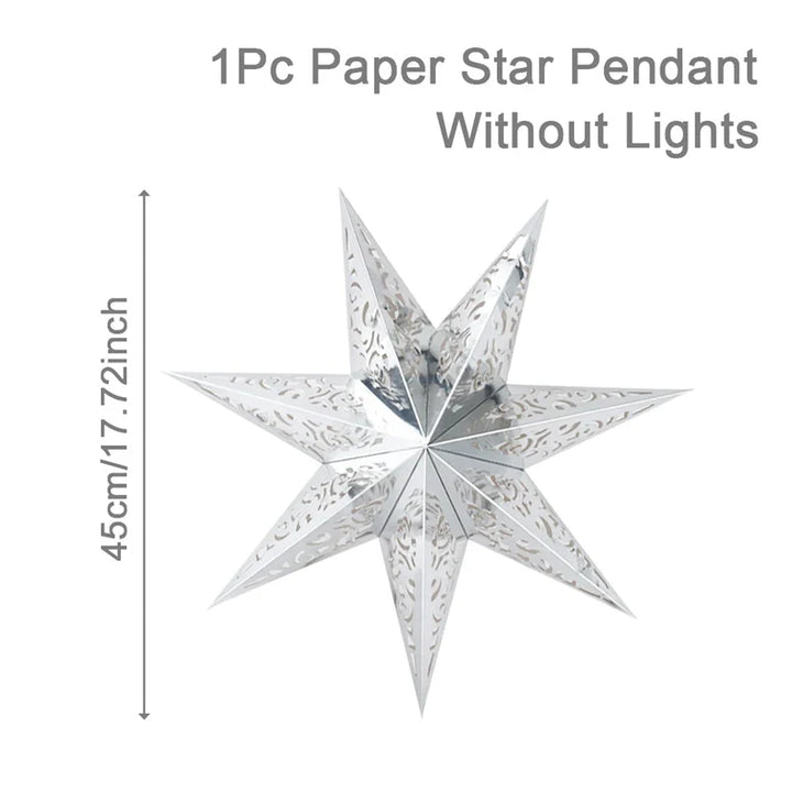 Rynx Hollow Star Hanging Pendant Ramadan Decoration 2024 for Home Navidad Natal Noël Gifts Christmas Ornaments New Year 2025