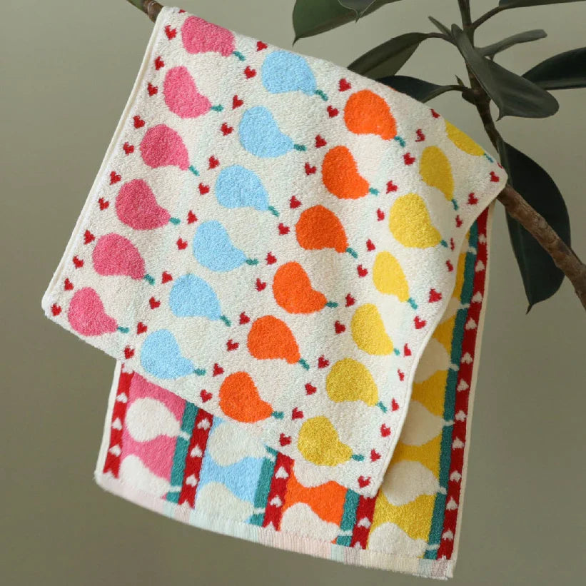 Rynx | Cute Fruit Pear Pattern Cotton Soft Face Towel for Kids Absorbent Bath Towel Comfortable Cotton Household Towel Beach Towels