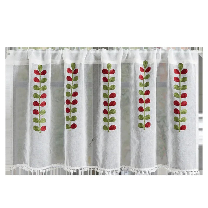 Rynx | Cotton Fashion Daisy Short Curtains Road Pocket Shade Flowers Tassel For Kitchen Bedroom Living Room Bay Window Cabinet Curtain