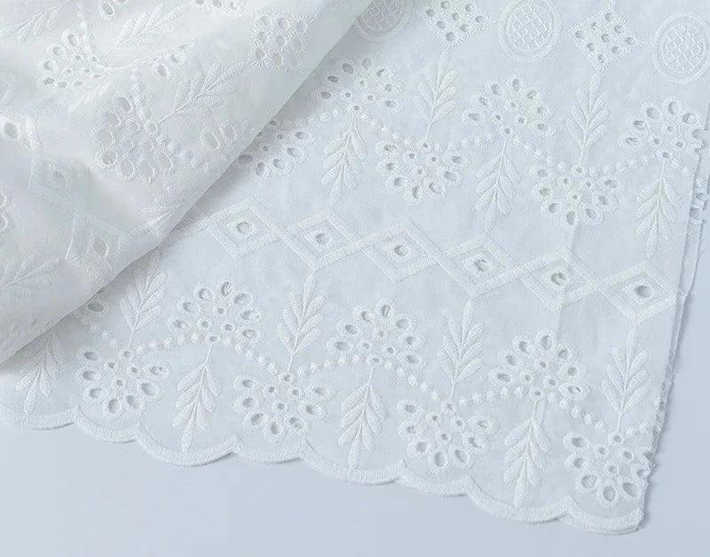 Lisslune | Elegant 100% Cotton White Lace Material