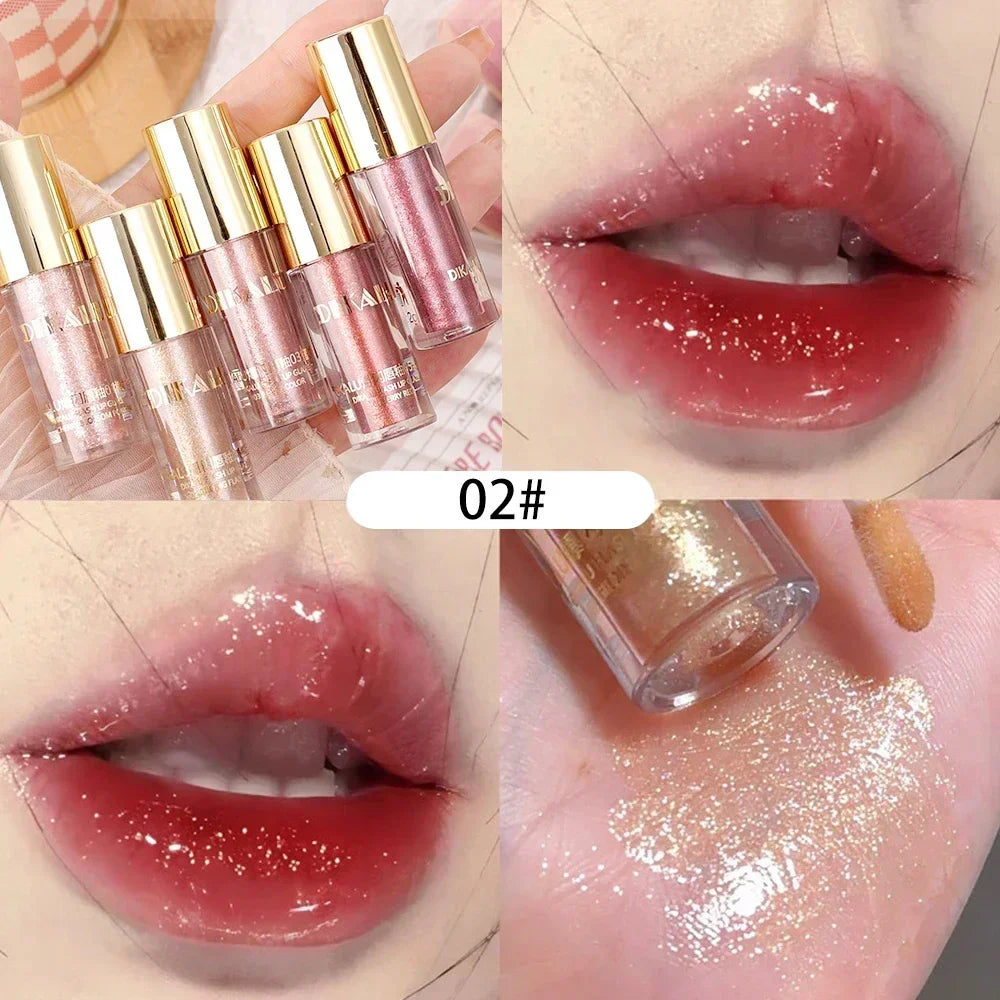 Rynx | Diamond Shiny Lip Gloss Waterproof Glitter Liquid Lipstick Long-lasting Shimmer Pearl Lip Lacquer Women Sexy Lip Tint Makeup