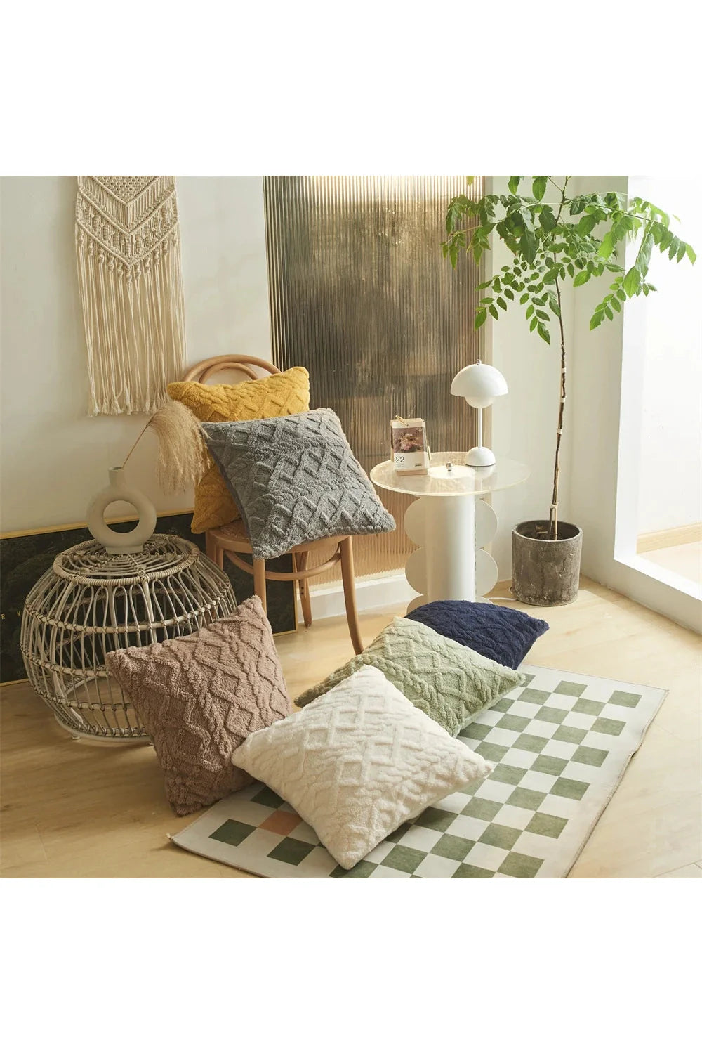 Lisslune | Geometric Plush Sofa Cushion Cover