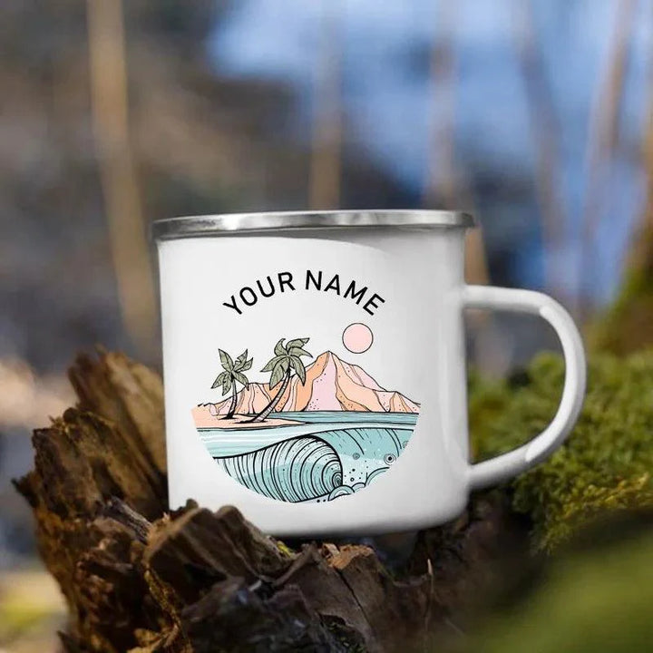 Lisslune | Customizable Enamel Camping Mug for Unforgettable Outdoor Experiences - Personalized Coffee and Beer Mug