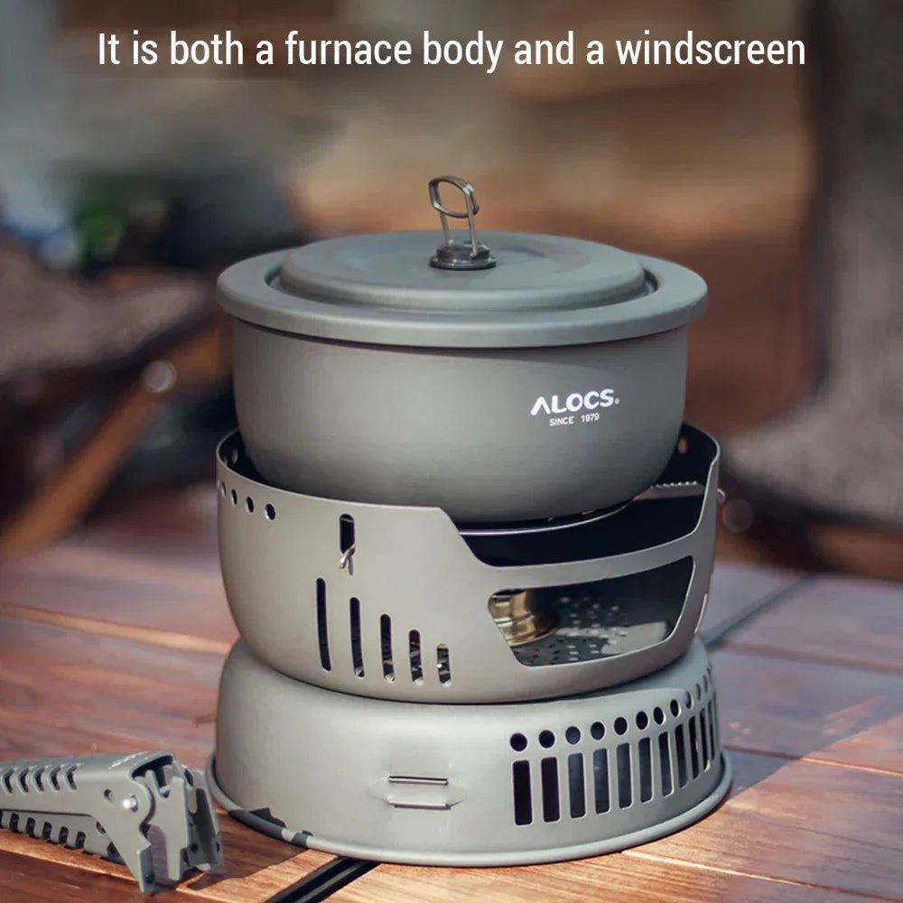 Lisslune | Portable Outdoor Cookware Set – Lightweight Camping Cooking Gear with Windshield