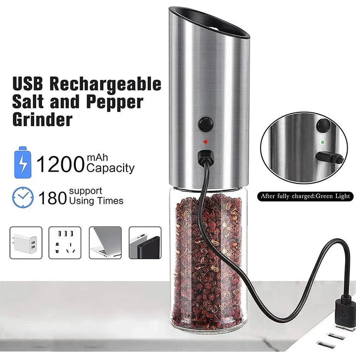 Lisslune | USB rechargeable gravity spice mill Duo - Modern salt and pepper mills