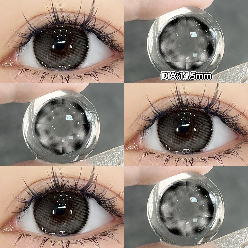 Rynx | 2PCS Large Gray Contact Lenses for Eyes Myopia Color Lens Natural Brown Pupils Gradient Contact Lens Black Lens