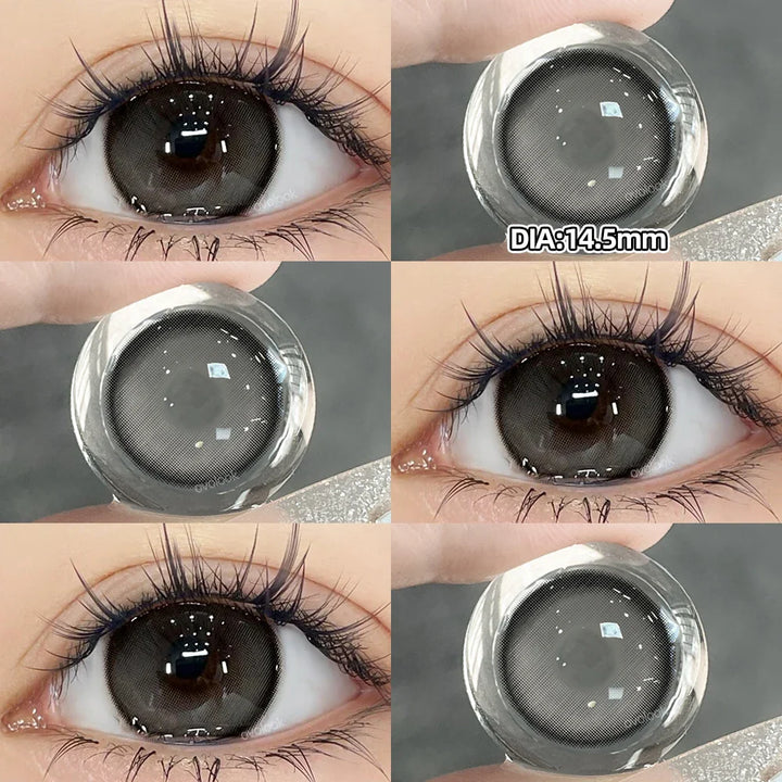 Rynx | 2PCS Large Gray Contact Lenses for Eyes Myopia Color Lens Natural Brown Pupils Gradient Contact Lens Black Lens