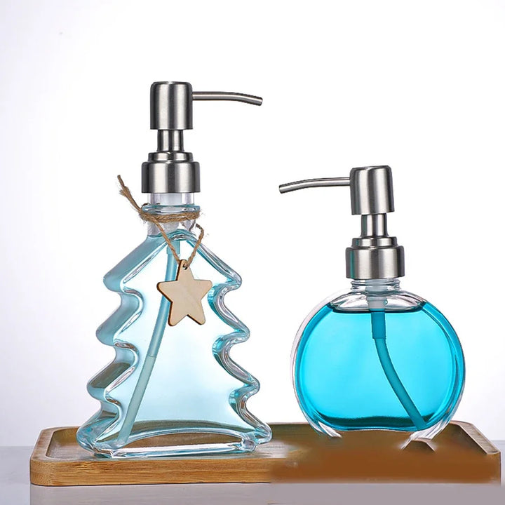 Rynx | Soap Dispenser Christmas Tree Liquid Soap Dispenser Bathroom Glass Hand Disinfectant Lotion Bottle Household Storage Accessories