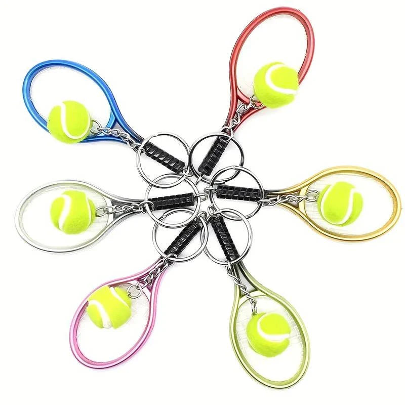 Rynx | Tennis Keychain Alloy Tennis Racket, Ball Split Ring Keychain For Sports Lovers Team Sports Bag Pendant