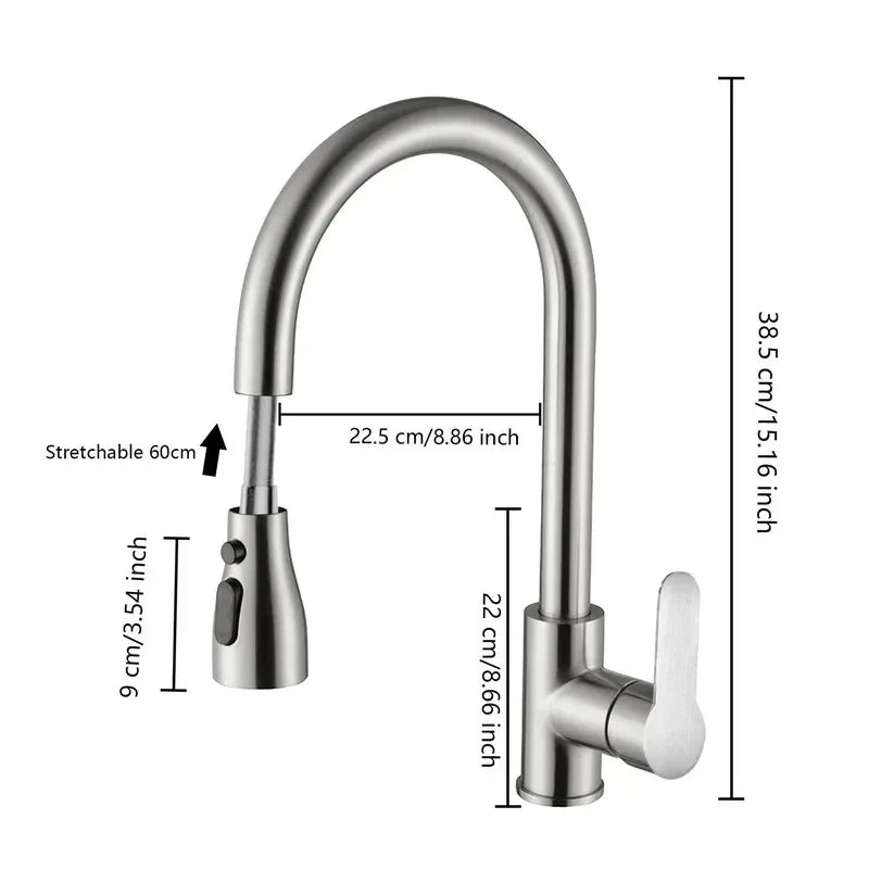 Lisslune | Kitchen faucet with pull-out spout – Brushed Nickel
