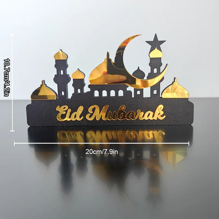 Rynx Ramadan Kareem Table Ornament Wood Acrylic Eid Mubarak Moon Star Castle DIY Table Decoration Islamic Celebration Home Decor