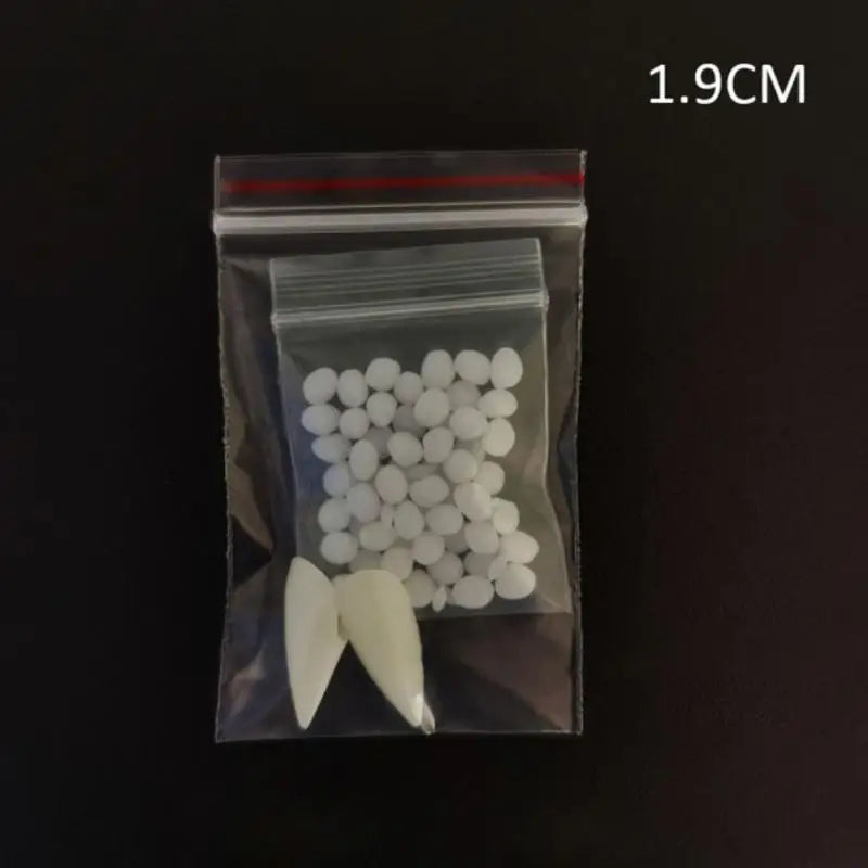 Rynx | 1 Pair Halloween Vampire Fangs Prosthetics Party Costume DIY Cosplay Props Decoration Artificial Teeth Resin Fangs with Strong Adhesive