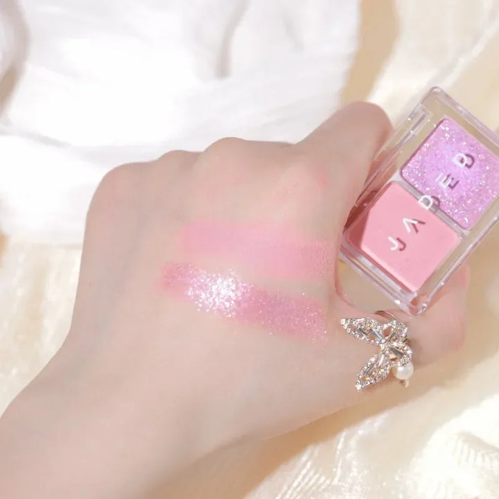 Rynx | 2 Colors Smoky Blue Eyeshadow Palette Matte Pearl Gray Pink Low Saturation Eyeshadow Palette Eye Pigments Long-lasting Korea Makeup